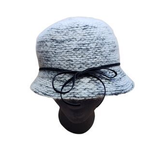 Scala Boucle Knit Cloche Wool Blend Hat Gray Black